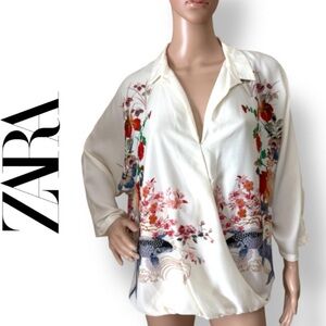 Zara Cream Floral Koi Top